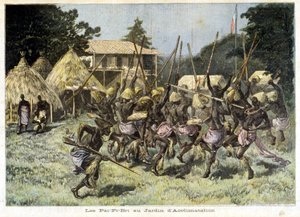 馴化園でのアフリカ人のパイ・パイ・ブリ - 1893年08月05日の「Le Petit Journal」に掲載（彫刻 作： French School
