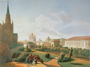 モスクワのアレクサンドル庭園、JacottetとBachelierによって印刷、1830年（カラーリソ） 作： French School