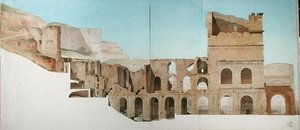 オランジュの古代劇場（フランス、ヴォークリューズ）、サイドフェイス 作： French School
