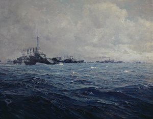 1917年のフランスにおけるアメリカ艦隊の到着 作： French School