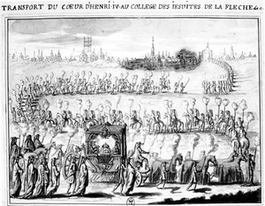 1610年6月4日、ラフレッシュ大学にアンリ4世のハートが到着 作： French School
