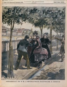 エリザベス暗殺（1837-98）ジュネーブのオーストリア皇后、1898年9月25日、ラニーIllustreeの表紙（カラー彫刻） 作： French School
