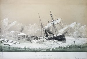 オーストリアのスクリュースティーマーテゲトホフは氷に閉じ込められ、北極1872-4への探査航海中にホッキョクグマに襲われました。