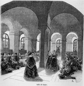 エドモンドテキシエ著、タブロードパリのヤングブラインド研究所のバスルーム、1852年発行 作： French School