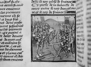 1346年のフロワサールクロニクルのクレシーの戦い 作： French School