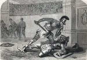 闘技場のグラディエーターの戦い（彫刻）1864年 作： French School