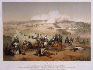 1856年11月5日、クリミア半島の戦争からのInkermannの戦い、1856年、パリ、Lemercier et Cieから出版 作： French School