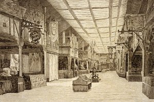 1897年5月4日の火災前のパリのバザールドラシャリテ 作： French School