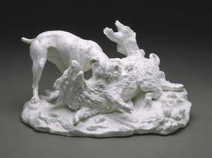 イノシシ猟、1751年頃（ソフトペースト磁器） 作： French School