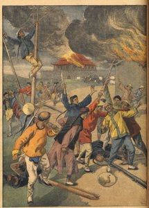 中国における義和団の反乱 - 中国の出来事。ボクサーたち1900年6月24日付「Le petit Journal」の挿絵。 作： French School