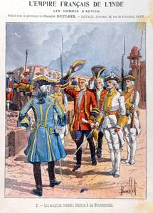 1746年9月21日、イギリスのマドラスがフランスの司令官マヘデラブルドネに降伏、学校の練習帳の表紙、1900年頃 作： French School