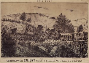 カリニーの惨事8月15日、フレールとモンセクレ間の2つの列車の衝突事故 作： French School