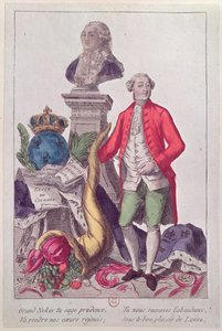 ジャックネッカーの呼び声（1732-1804）1789年7月16日（カラー彫刻） 作： French School
