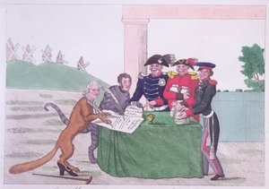降伏、チャールズ・モーリス・ド・タレイラン・ペリゴール（1754-1838）の風刺画、1814年3月30日 作： French School