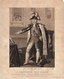 憲法への忠誠を誓う皇帝ナポレオンの姿を描いた「シャン・ド・マイ 作： French School