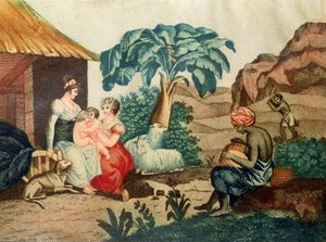 アンリ・ベルナルディン・ド・サンピエール（1737-1814）の「ポール・エ・バージニー」のパウロとバージニーの子供時代 作： French School