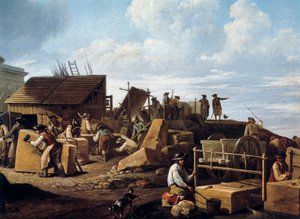 1786年、パリのホテル・ドゥ・サルムの建設（詳細）（油彩・キャンバス 作： French School