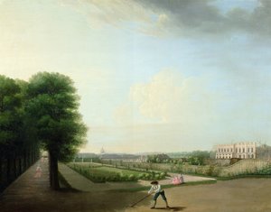 Hotel de Resnelの庭からのルイ15世広場の建設、1760年頃 作： French School