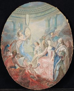 1774年以降のマリーアントワネットを伴うルイ16世の戴冠式 作： French School