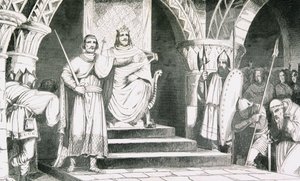コラートの「ヒストワールドフランス」のチルペリックII世の王冠（670〜720）、1840年頃出版 作： French School