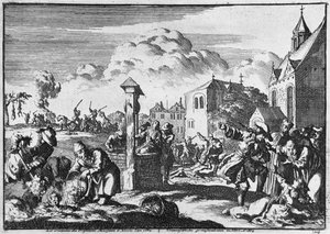 1684年のニオールでのプロテスタントに対するマルソー大統領の残酷さ 作： French School