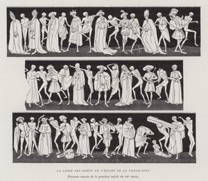 ラ・シェーズ・デュー教会の死者の踊り（15世紀前半）（リトグラフ 作： French School