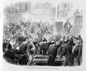 1870年の戦争宣言。元老院での7月15日の会合 - "Le Monde Illustré "にて 作： French School