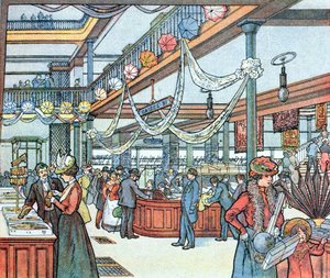 デパート、シュヴァイタークールのイラスト、1900年頃 作： French School