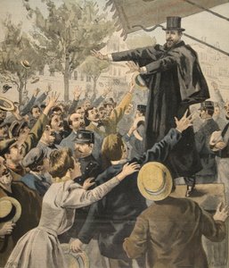 デルーレ会議：出口で、ルプティジャーナルからのイラスト：サプリメントイラスト、1898年10月9日 作： French School