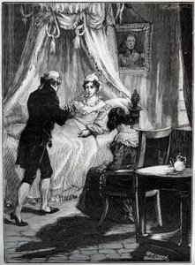 ブレイ要塞で医師ルイ・シャルル・ドヌー（1767-1846）に謁見するベリー公爵夫人（マリー・カロリーヌ、2つのシチリアの王女、ベリー公爵夫人（1798-1870）） - エングレーヴィング - 拡大写真