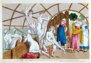 1800年頃、パリのタンネリー通りにある侵略可能品の経済的な浴場 作： French School