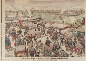 マルセイユでのストライキの終わり、1904年10月23日、ルプティジャーナルのイラスト