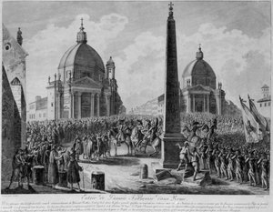 1798年2月15日、ベルティエ元帥率いるローマへのフランス軍の進入 作： French School
