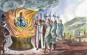 1655年のピエモンテの復活期におけるワルデン女性の処刑 作： French School