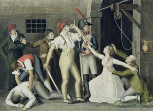 1792年9月、1800年頃のマダモミゼルデソンブレイユのフィリアルとヒロイックの献身（紙にペンとインク、トイレ、ガッシュ） 作： French School