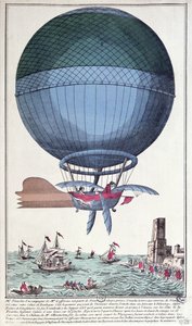 ジャンピエールフランソワブランチャード（1753-1809）とジョンジェフリーズ（1744-1819）、1785年の航空による最初の水路横断 作： French School
