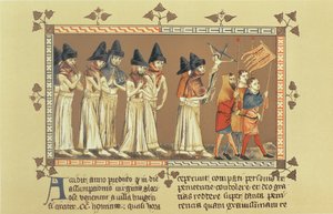 1349 年のドアニクの鞭打ち隊、アエギディウス リー ムイシスのクロニクルのミニチュアのコピー 作： French School