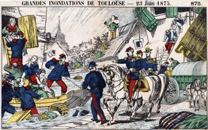 6月23日に発生したトゥールーズの大洪水 作： French School