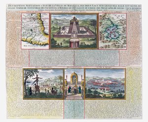大神殿、メキシコとその周辺の地図（彩色彫刻 作： French School