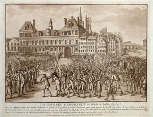 1789年7月14日、オテルドヴィルの前にローネイとフレセルの首長がプロムナード