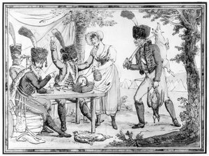 Hussars and the Vivandiere、1803（紙にトイレ） 作： French School
