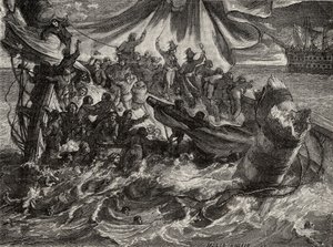 1794年6月1日、ルブラン（1811-82）の「歴史革命フランチャイズ」からの「ルベンガル」事件 作： French School