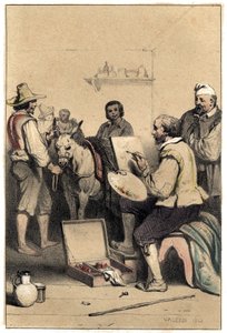 イタリアの画家アントニオ・アレグリ（コレッジョまたはル・コレッジ 1489-1534）は、食事代を支払うために宿屋の看板を作って支持している。1843.