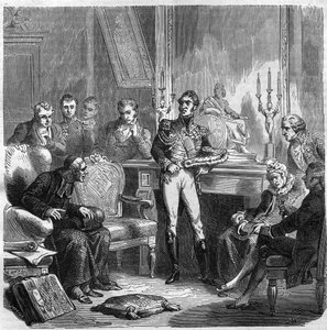 フランス王シャルル10世（1757-1836）の宮廷におけるイエズス会の人々。モーリス・ラシャトレ著『Histoire des Papes-Rois-Queen and Empereurs a travers les centuries』に掲載されている図版。 作： French School