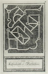 ダニエル・ベラミー著、ジョージ・ビッカム（1684-1769）彫刻、1770年発行の「Ethic Amusements」より「ヴェルサイユの迷宮」（彫刻）（モノクロ写真） 作： French School