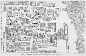 16世紀のルーヴル地区、トルッシェの図面の複製 作： French School