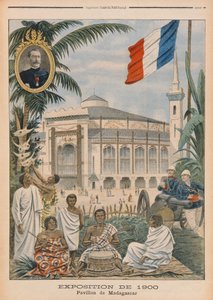 1900年パリの万国博覧会のマダガスカルパビリオン、1900年4月1日の「Le Petit Journal」からのイラスト（カラーリソ） 作： French School
