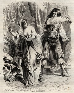 モンテスパン侯爵であるルイ・アンリ（Louis-Henri）・ド・パルダイアン・ド・ゴンドラン（1640-1691）は、妻であるモンテスパン侯爵夫人（フランソワーズ・アテネ）・バイ・ロシュシュアルト・モルテマート（またはモンテスパン夫人）（1640-1707）が、キの命令によって彼を拒否したため、平手打ちをした。 作： French School