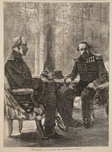 ナポレオンとプロイセンの王の会議、1870年9月、カッセルのフランスとドイツ間の戦争の歴史、1870年から1871年までのイラスト 作： French School