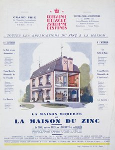 モダンハウスは、1927年5月の雑誌LArt Menagerの広告である亜鉛の家です。 作： French School
